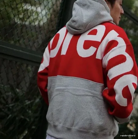 LOGO LOGO BIG L S Black Grey JACQUARD HOODED Hoodie Sweatshirt M XL Back Big SWEATSHIRT 0805